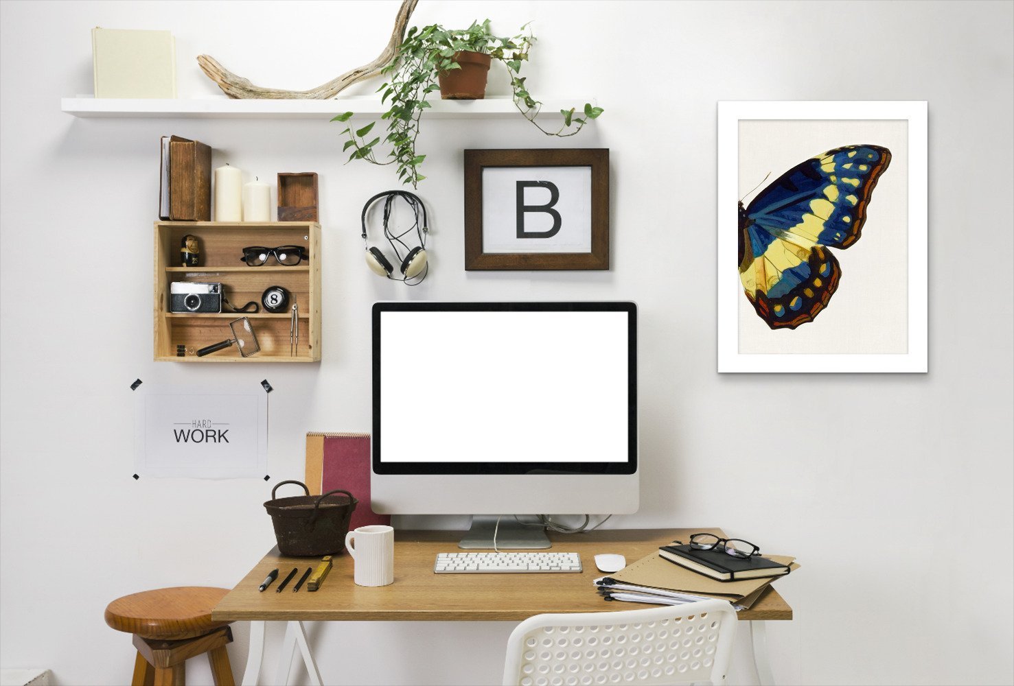 Blue Gold Butterfly Ii By Chaos & Wonder Design - Framed Print - Americanflat