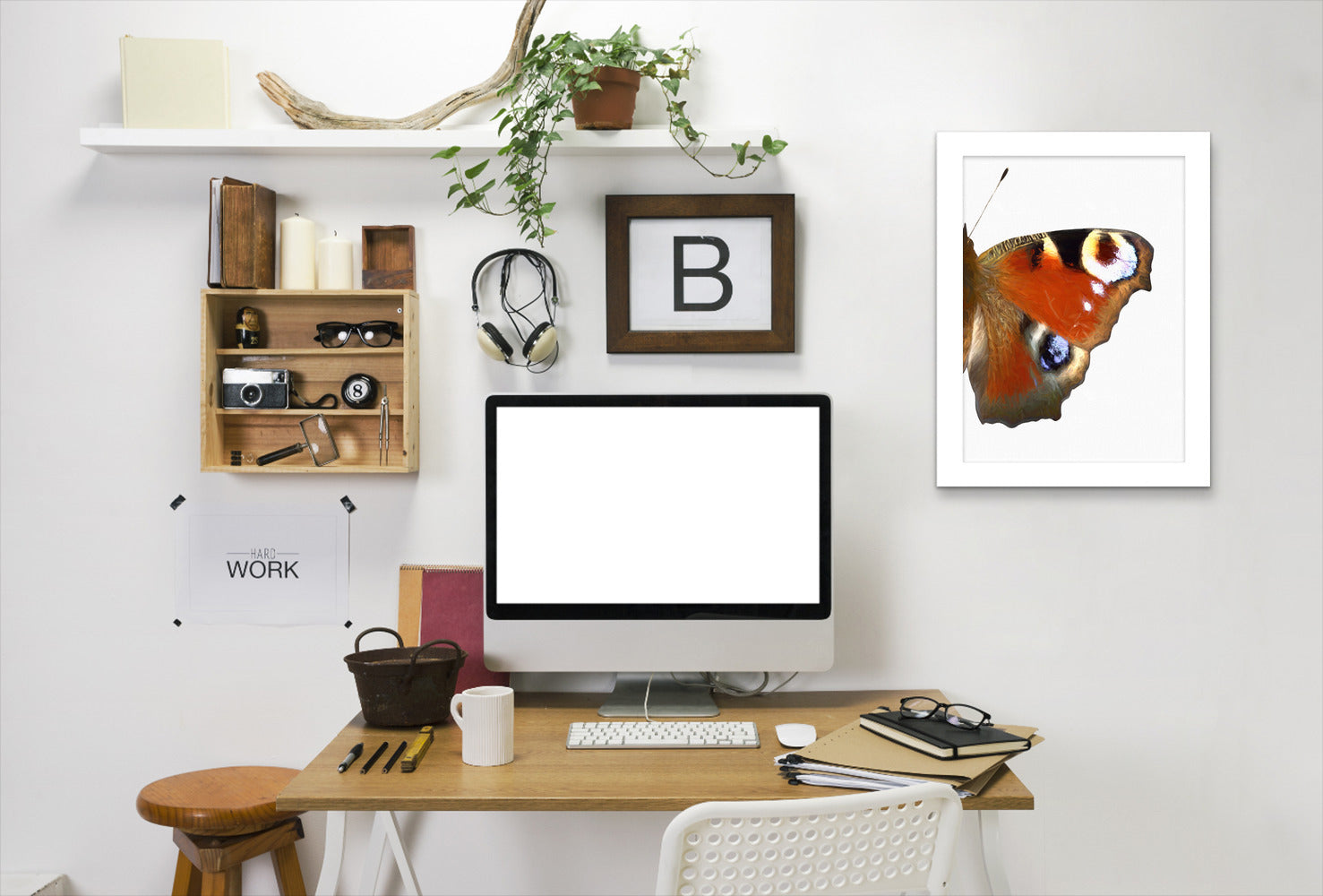 Peaock Butterfly Wing Ii By Chaos & Wonder Design - White Framed Print - Wall Art - Americanflat
