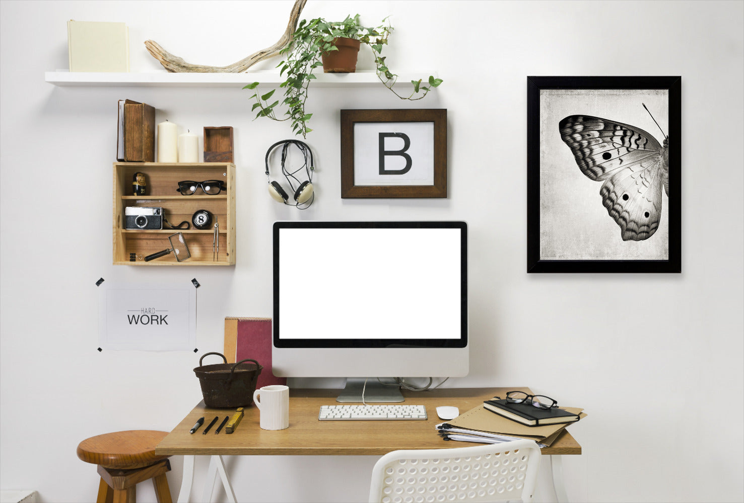 Gray Butterfly I By Chaos & Wonder Design - Black Framed Print - Wall Art - Americanflat