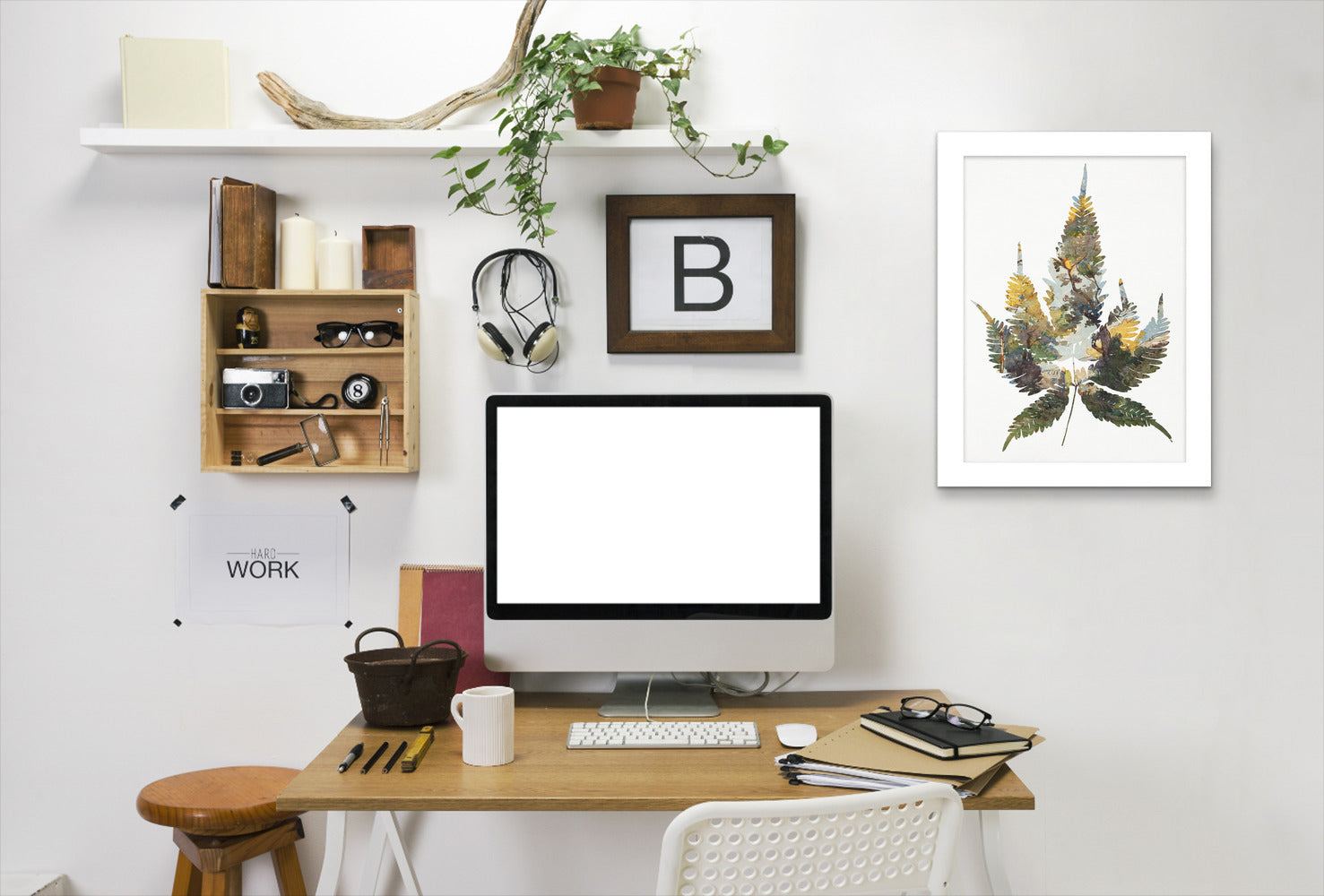 Leaf Collage I By Chaos & Wonder Design - White Framed Print - Wall Art - Americanflat