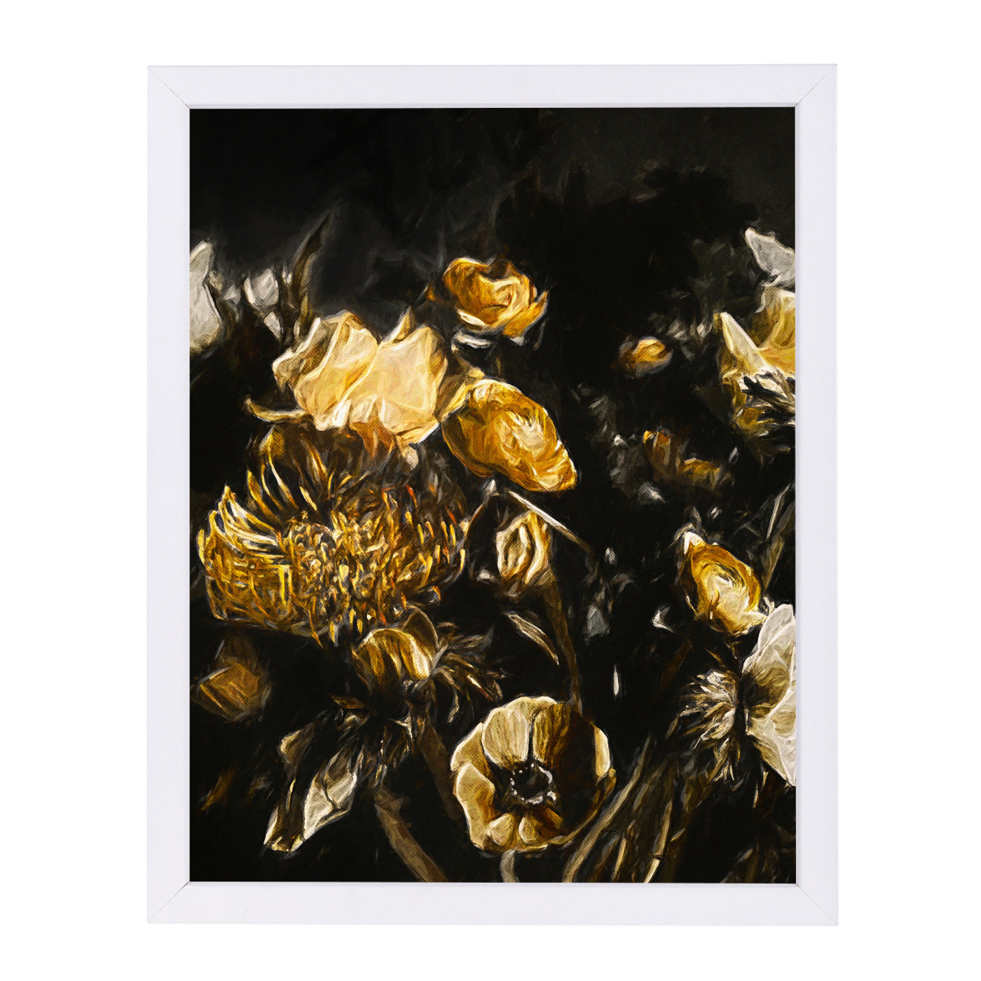 Dark Floral Ii By Chaos & Wonder Design - White Framed Print - Wall Art - Americanflat