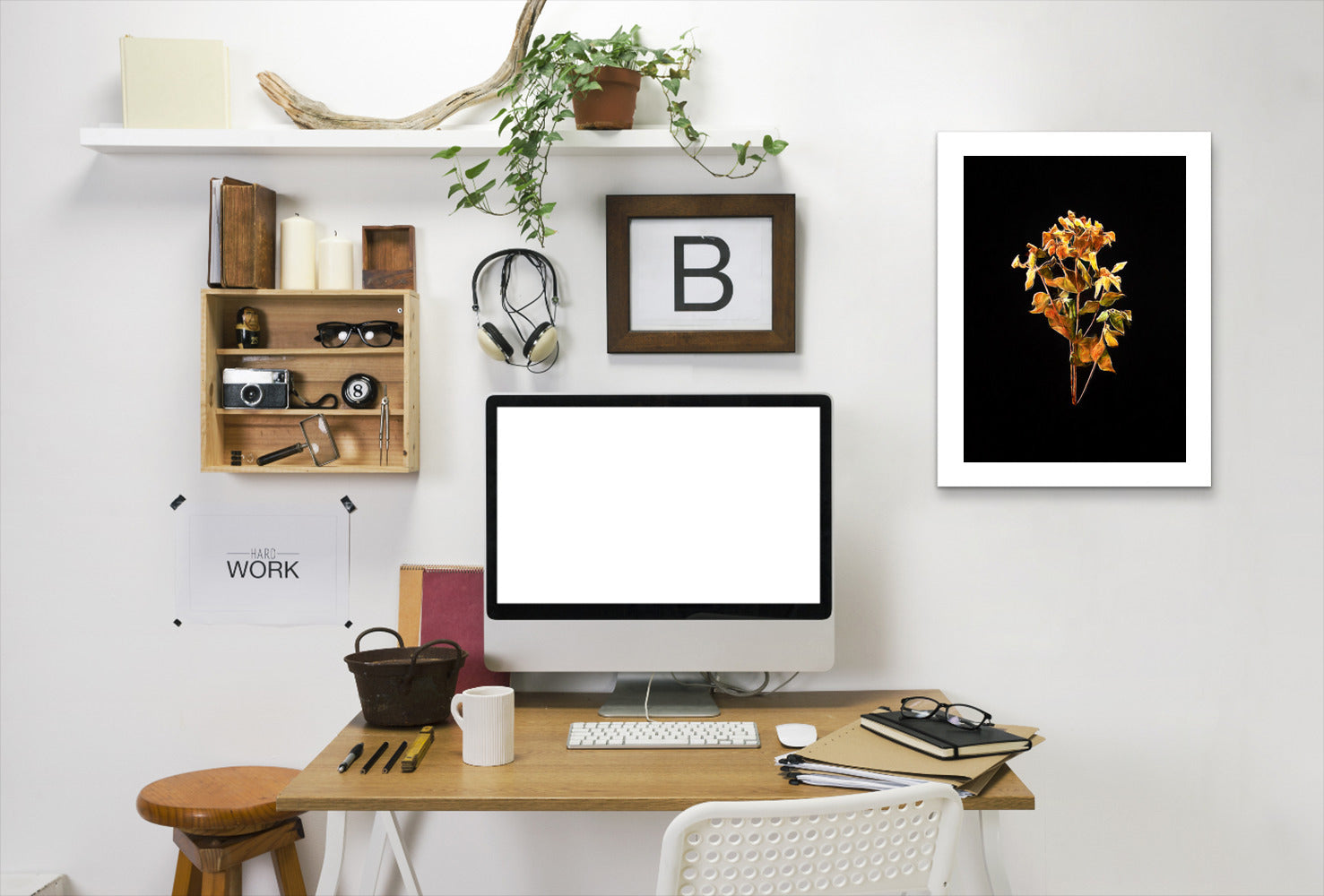 Dark Botanical03 Master Layer By Chaos & Wonder Design - White Framed Print - Wall Art - Americanflat