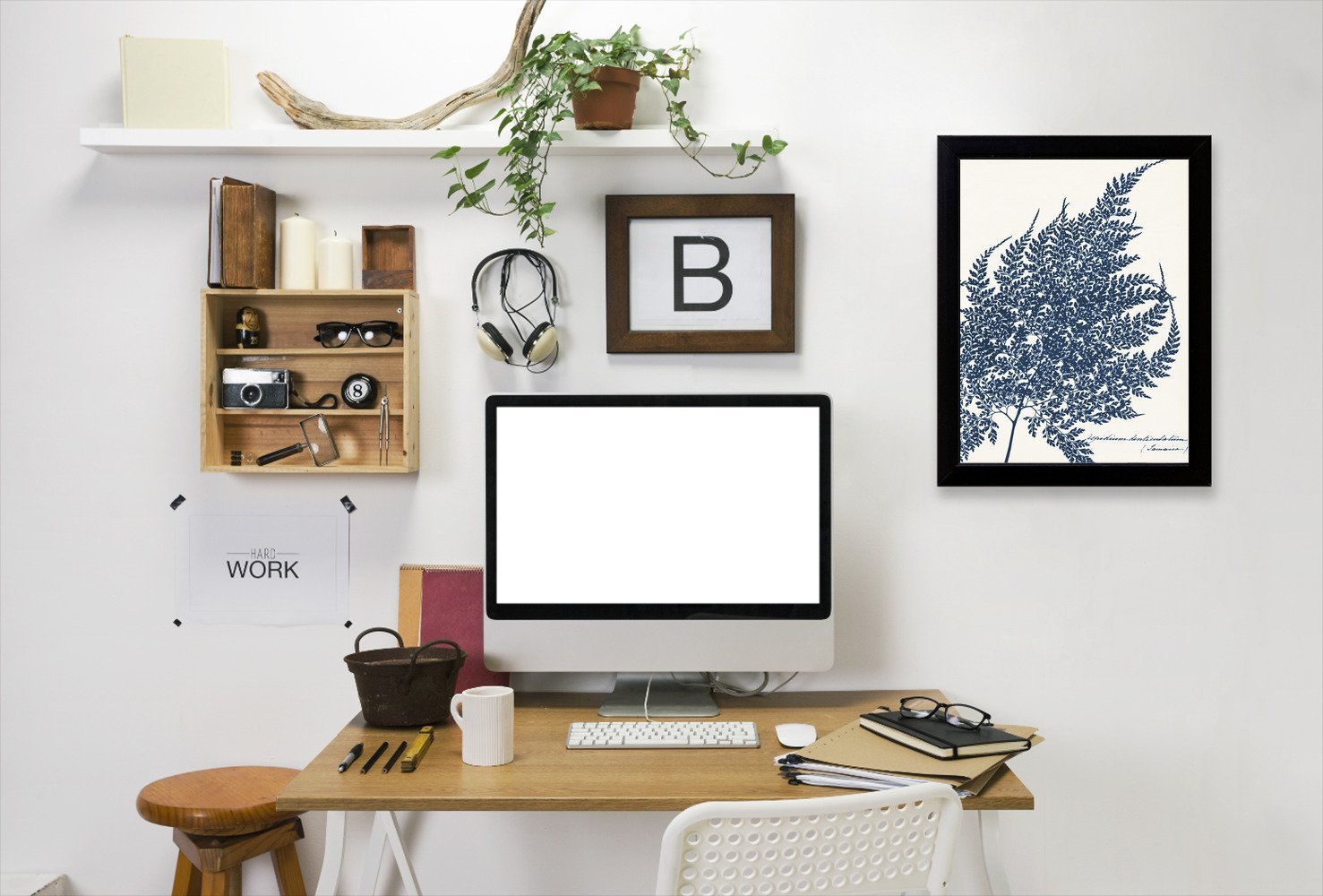 Blue Fern I By Chaos & Wonder Design - Black Framed Print - Wall Art - Americanflat