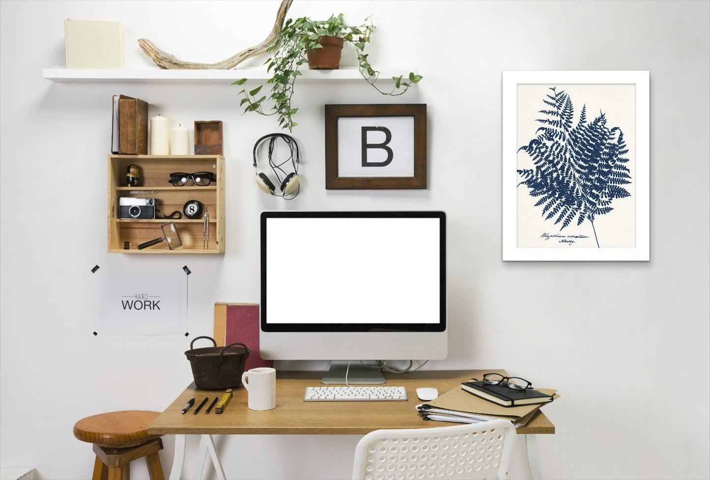 Blue Fern Norway By Chaos & Wonder Design - White Framed Print - Wall Art - Americanflat