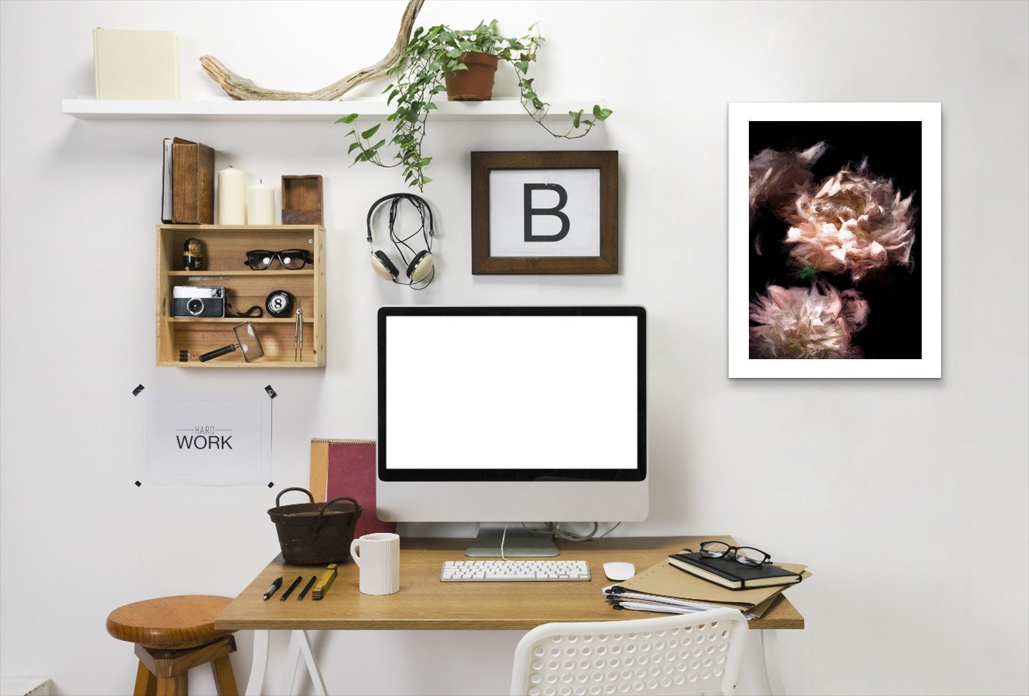 Abstract Peonies By Chaos & Wonder Design - White Framed Print - Wall Art - Americanflat