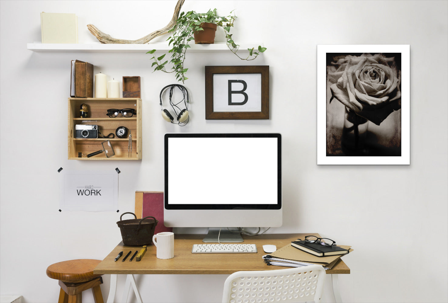 White Rose By Chaos & Wonder Design - White Framed Print - Wall Art - Americanflat