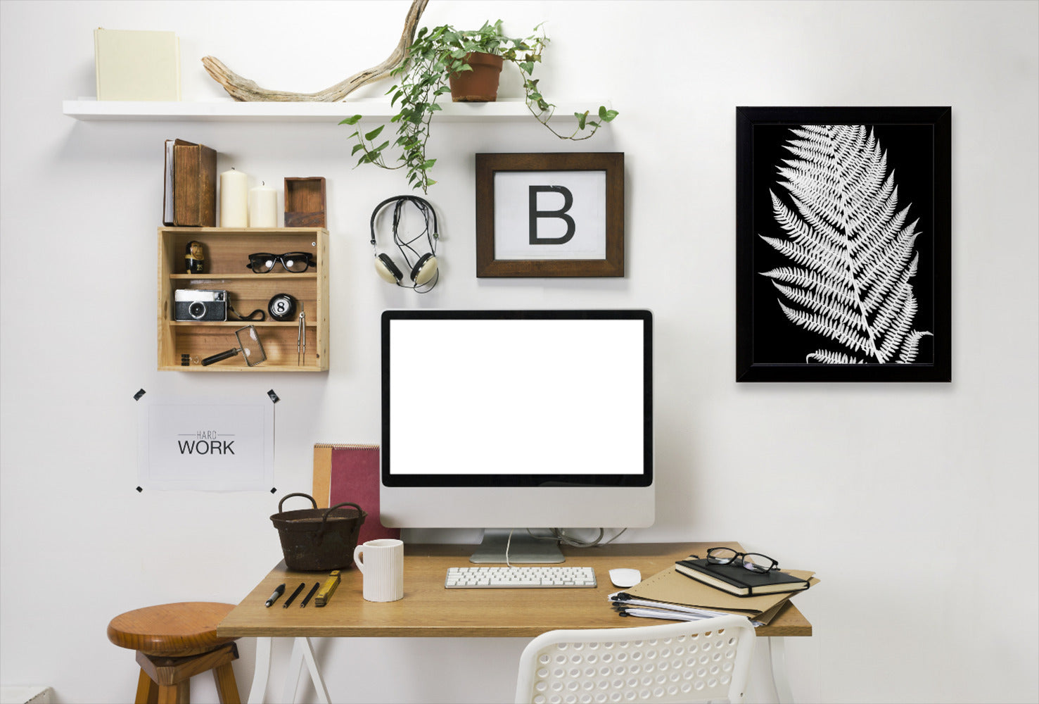 White Fern Ii By Chaos & Wonder Design - Black Framed Print - Wall Art - Americanflat