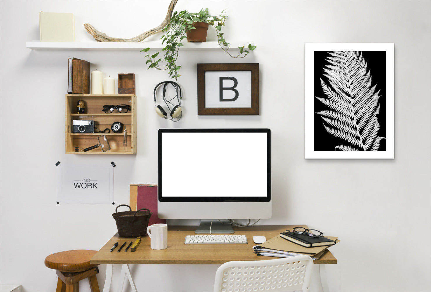 White Fern Ii By Chaos & Wonder Design - White Framed Print - Wall Art - Americanflat