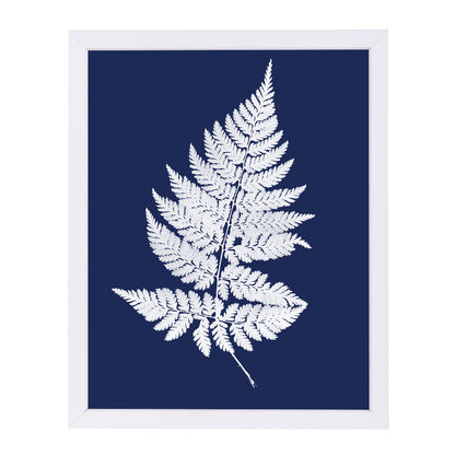 White Fernon Navy By Chaos & Wonder Design - White Framed Print - Wall Art - Americanflat