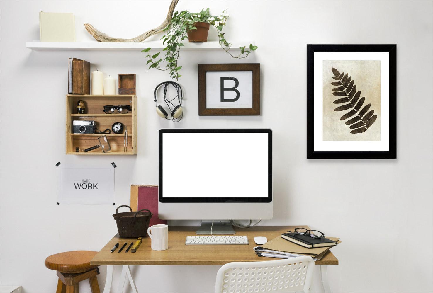 Sepia Leaf Collage Ii By Chaos & Wonder Design - Black Framed Print - Wall Art - Americanflat