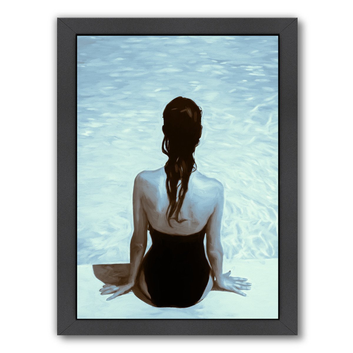 By The Pool Blue Ii By Chaos & Wonder Design - Black Framed Print - Wall Art - Americanflat