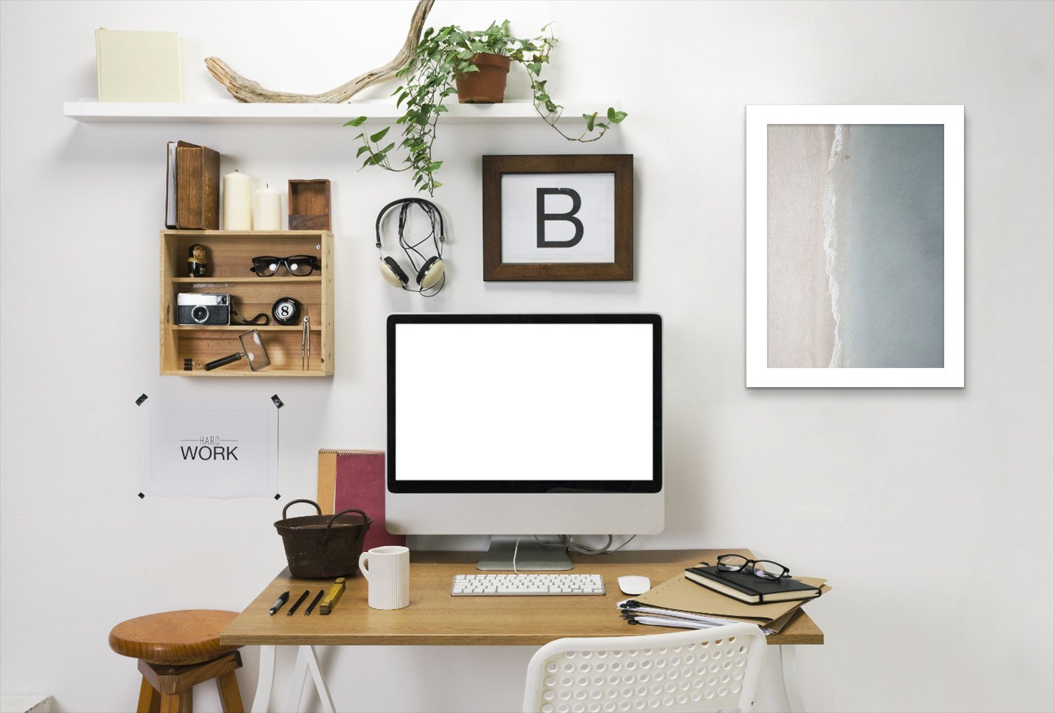 Aerial Beach By Chaos & Wonder Design - White Framed Print - Wall Art - Americanflat