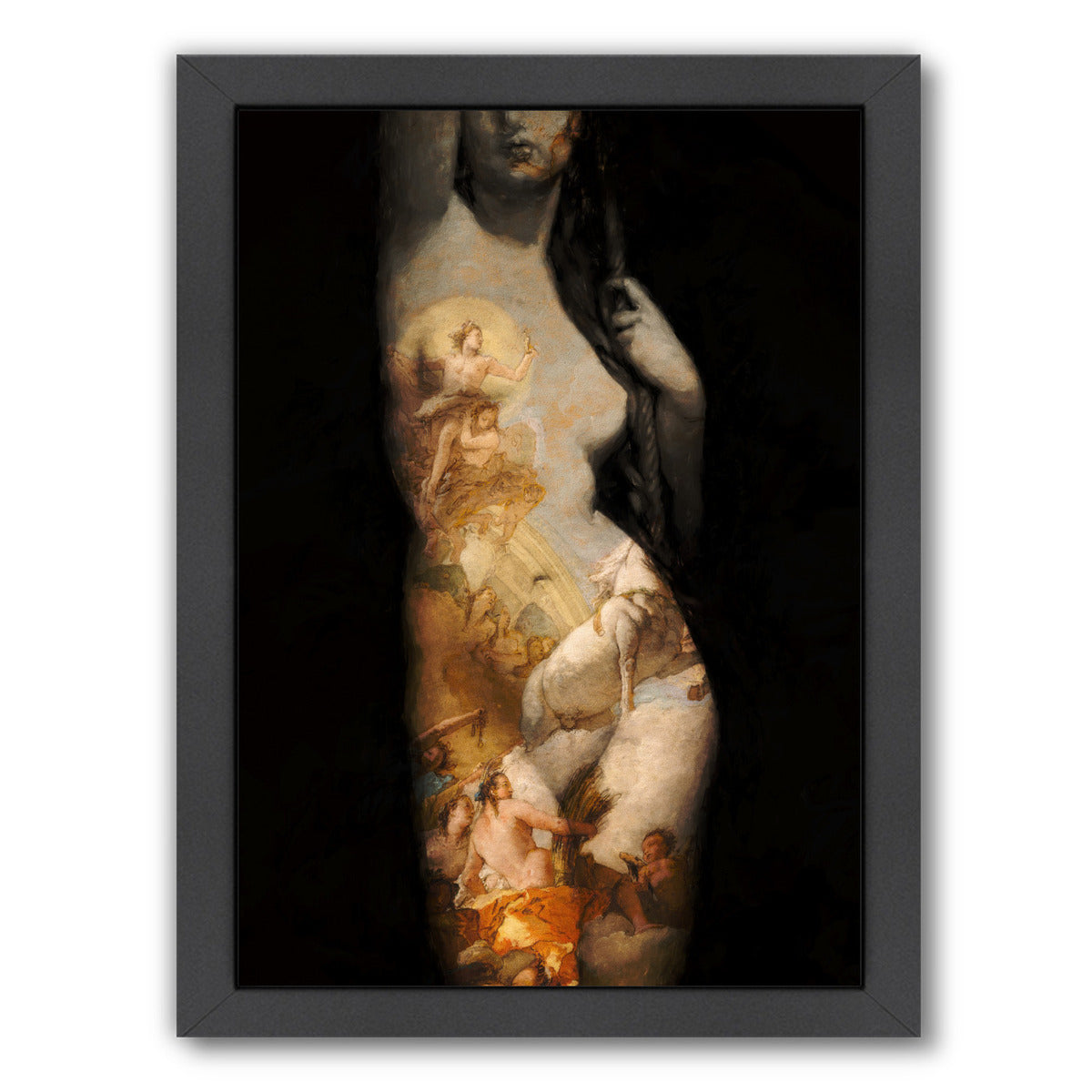 Figure Painting Collage By Chaos & Wonder Design - Black Framed Print - Wall Art - Americanflat