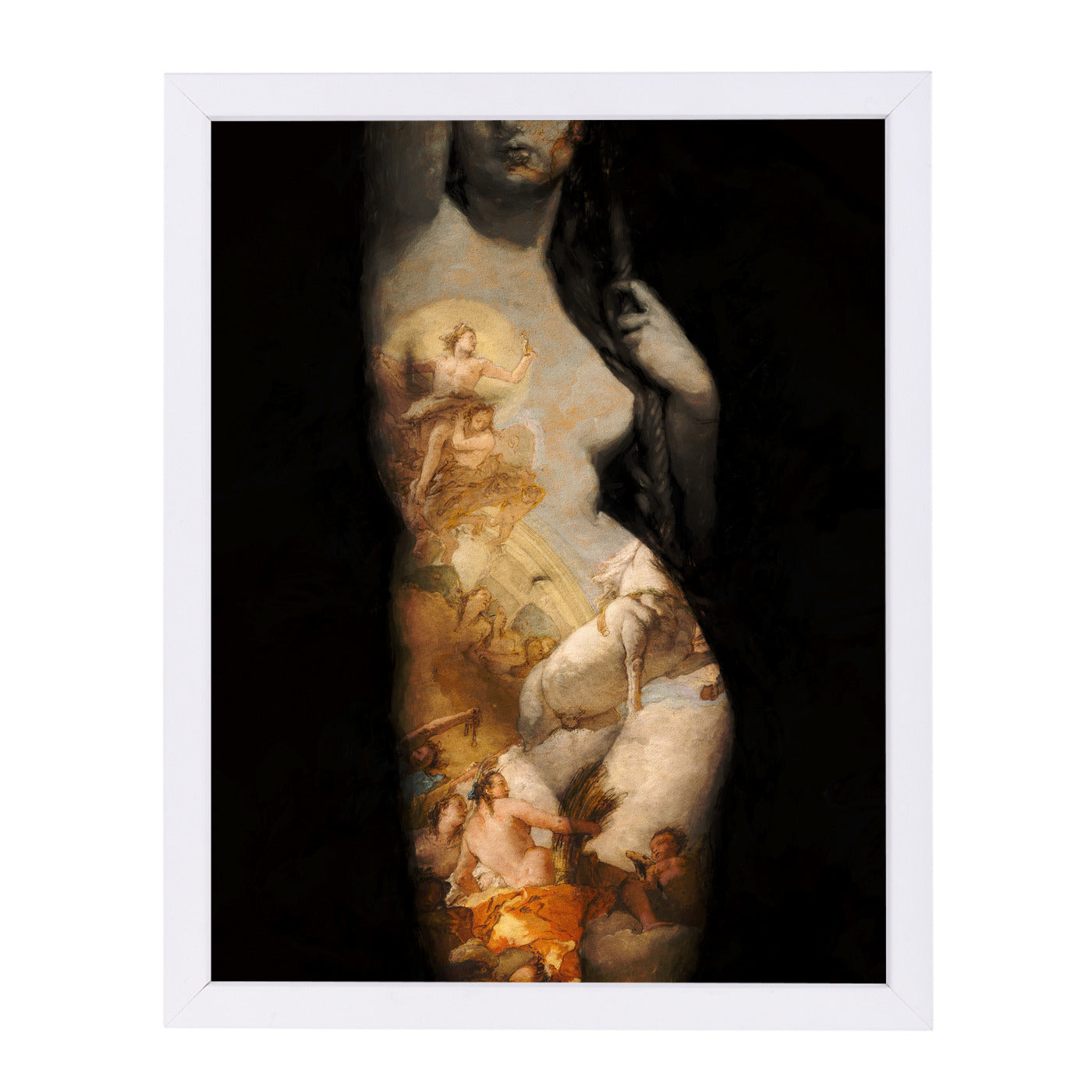 Figure Painting Collage By Chaos & Wonder Design - White Framed Print - Wall Art - Americanflat