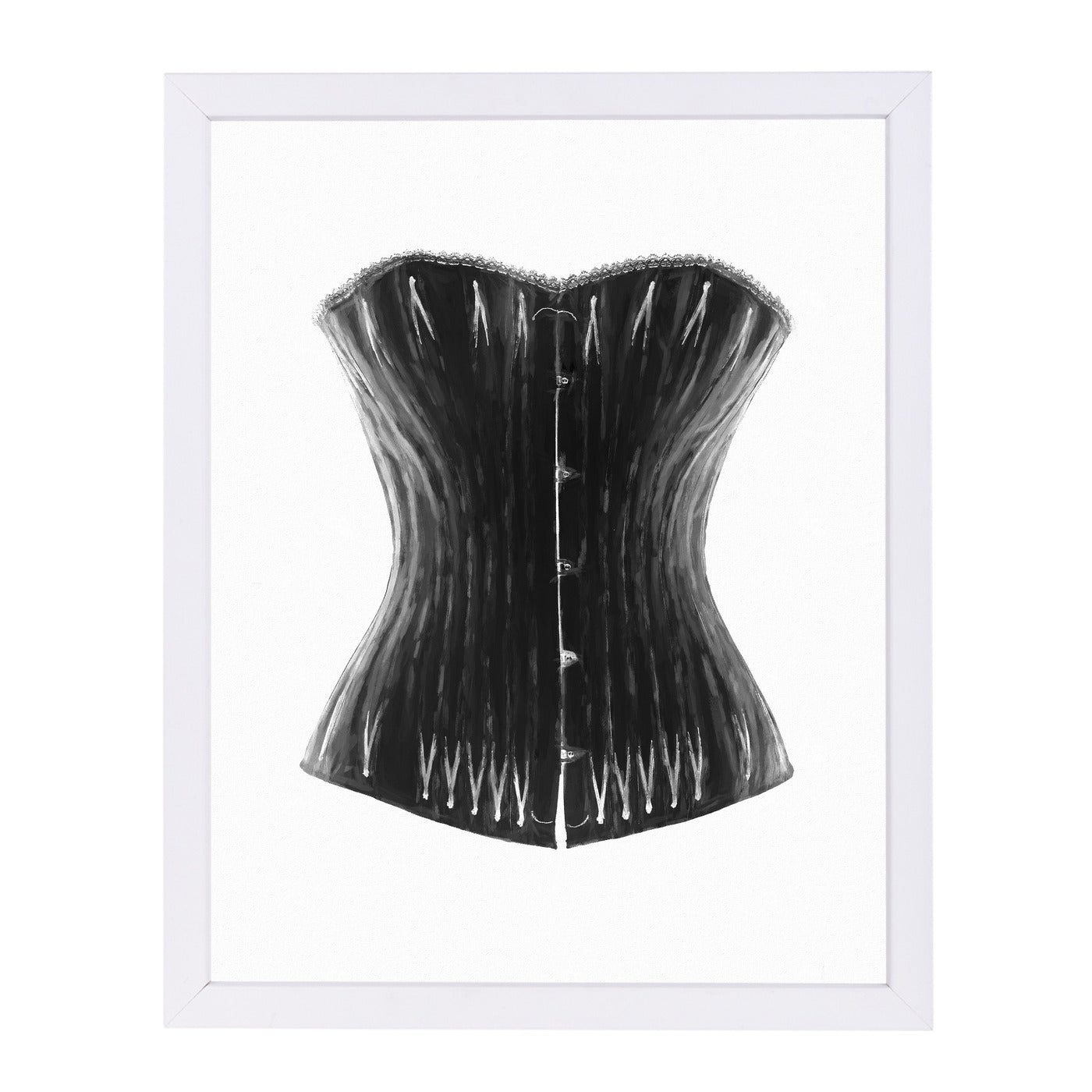 Vintage Corset I By Chaos & Wonder Design - White Framed Print - Wall Art - Americanflat
