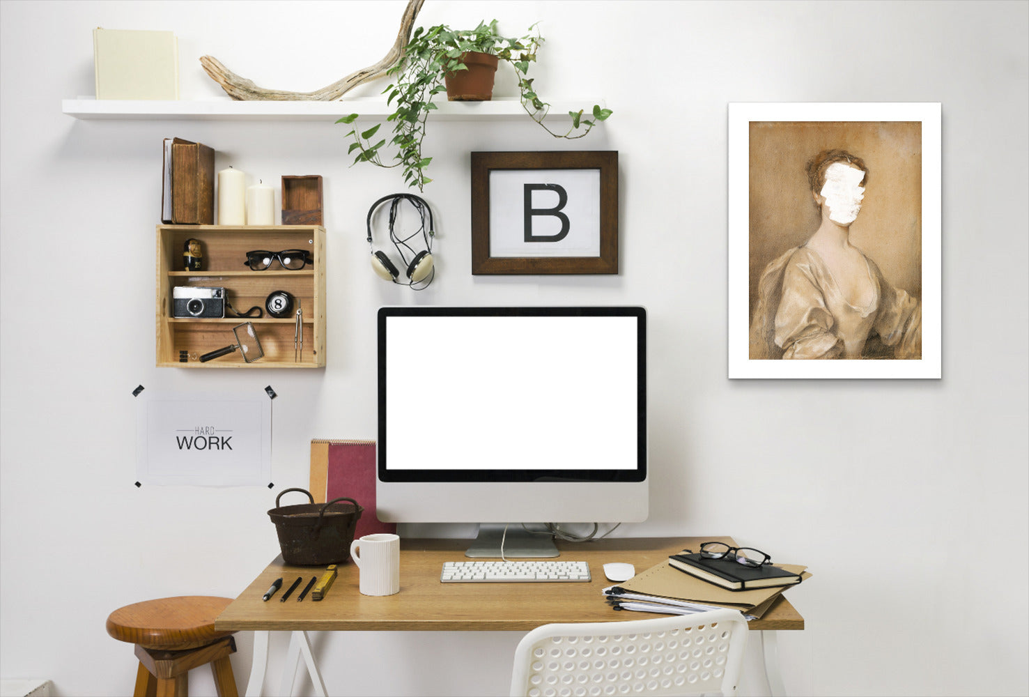 Portrait Drawing By Chaos & Wonder Design - White Framed Print - Wall Art - Americanflat