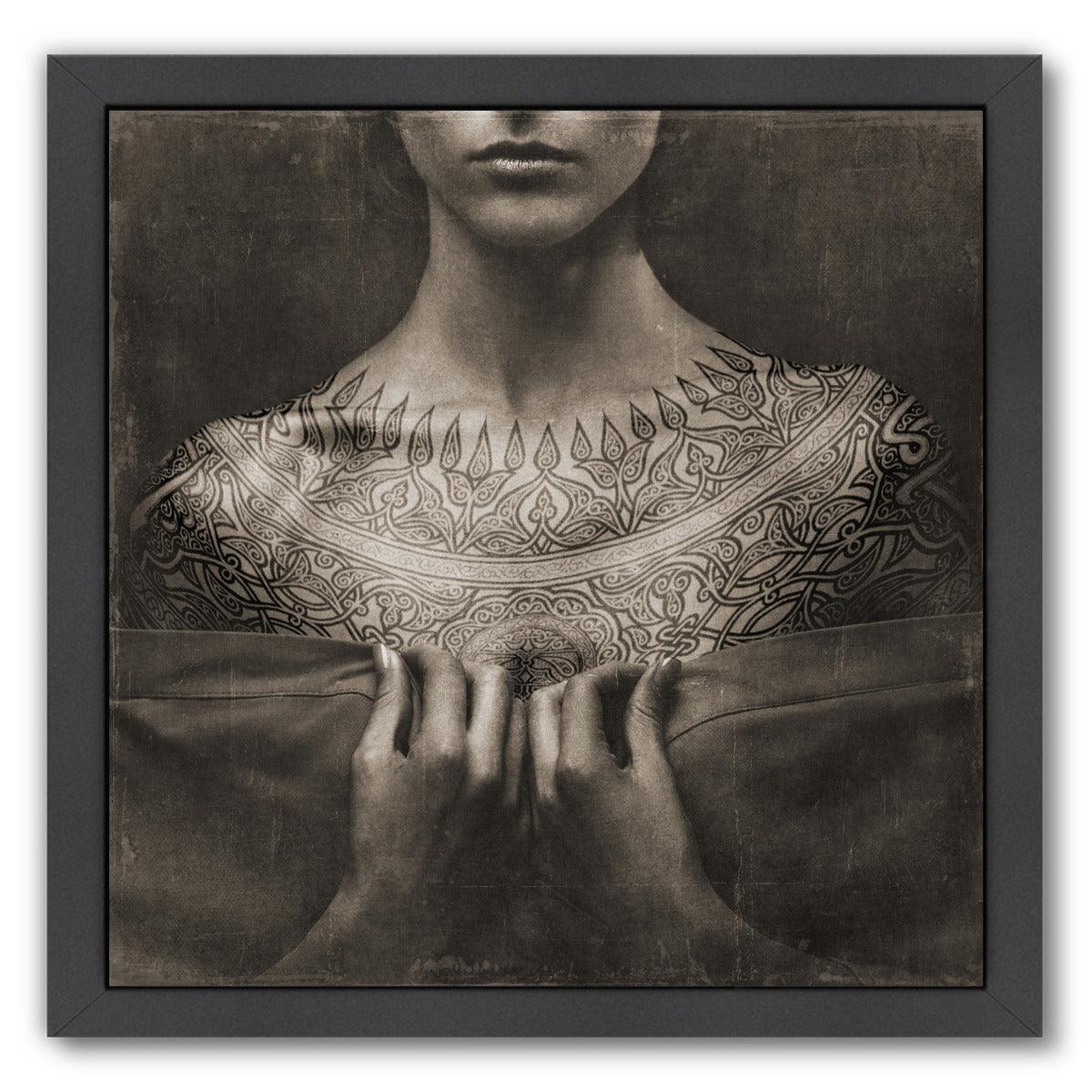 Sepia Tattoo Collage By Chaos & Wonder Design - Black Framed Print - Wall Art - Americanflat
