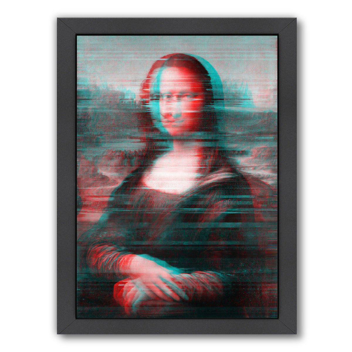 Glitch Monalisa By Chaos & Wonder Design - Black Framed Print - Wall Art - Americanflat