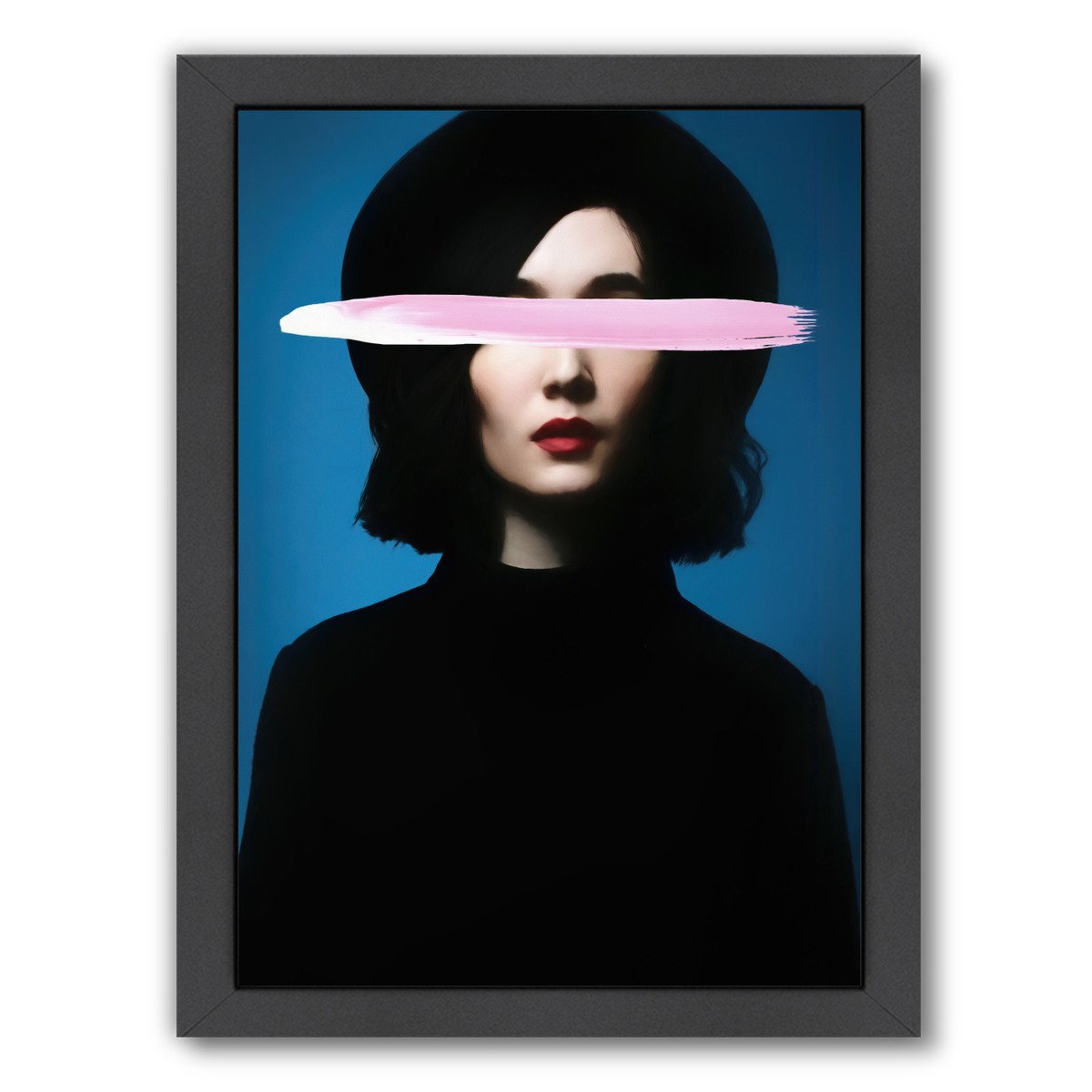 Black Hat Portrait By Chaos & Wonder Design - Black Framed Print - Wall Art - Americanflat