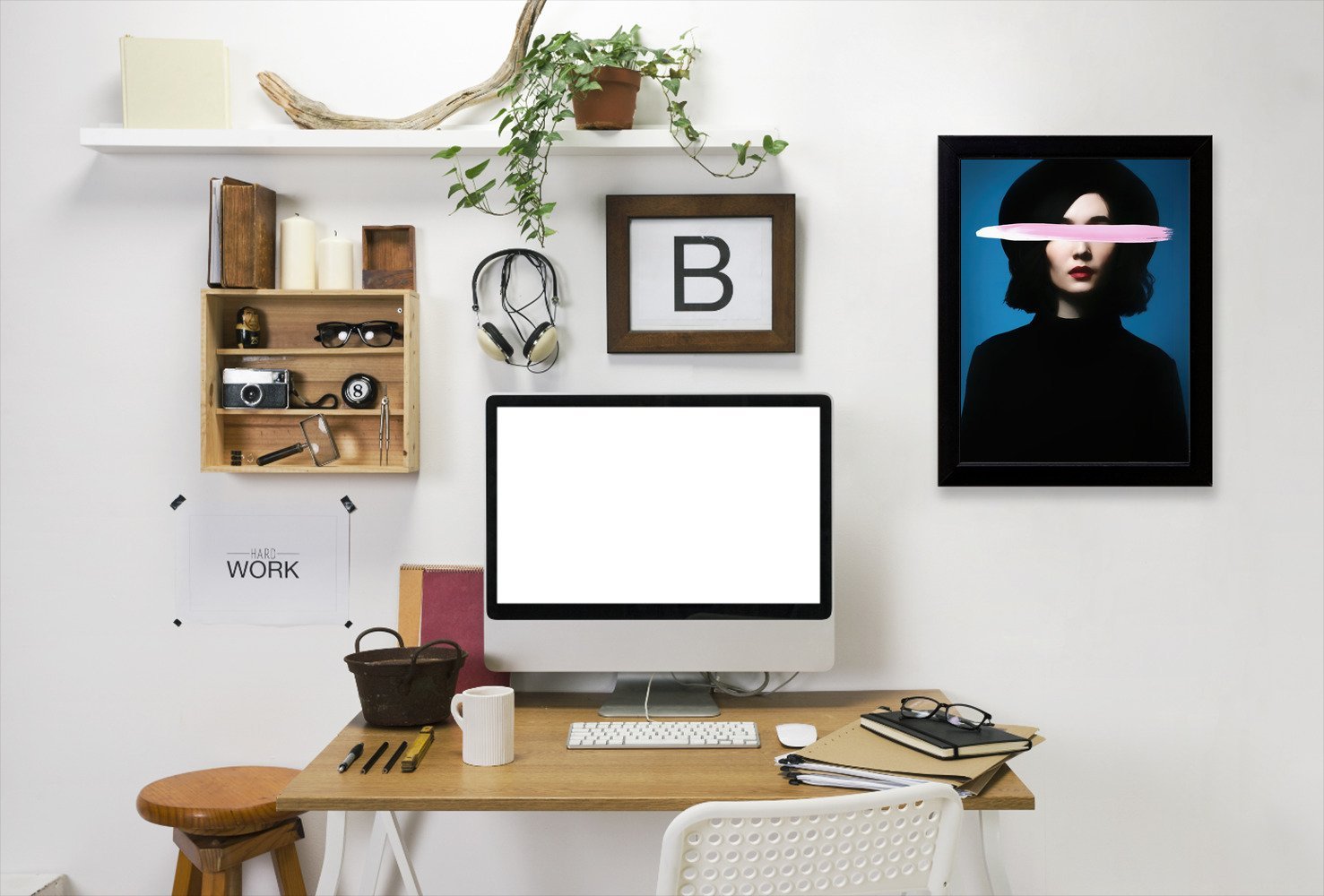 Black Hat Portrait By Chaos & Wonder Design - Black Framed Print - Wall Art - Americanflat