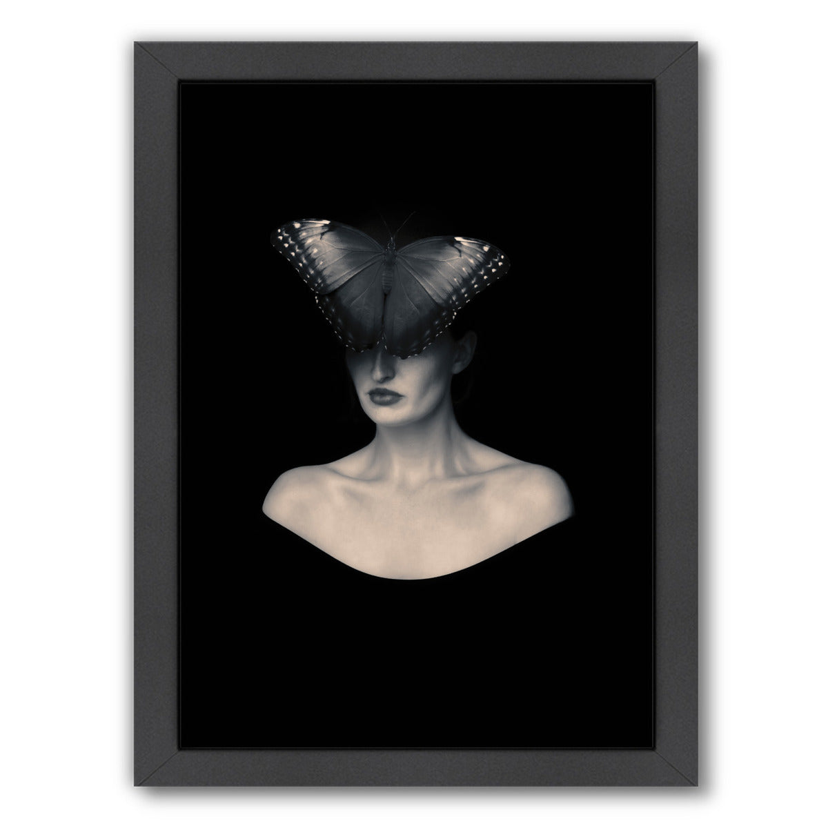 Butterfly Veil By Chaos & Wonder Design - Black Framed Print - Wall Art - Americanflat