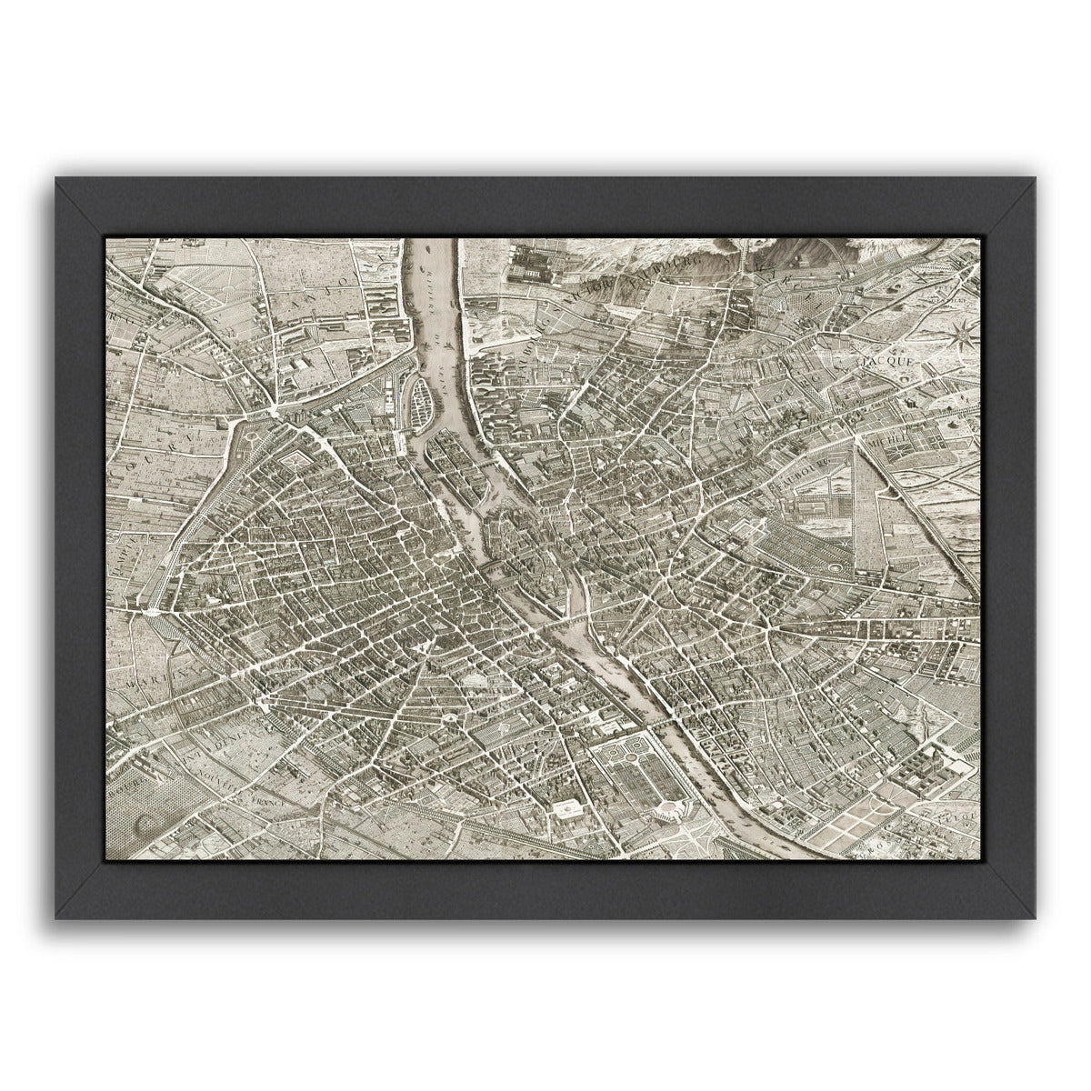 Map Paris By Chaos & Wonder Design - Black Framed Print - Wall Art - Americanflat