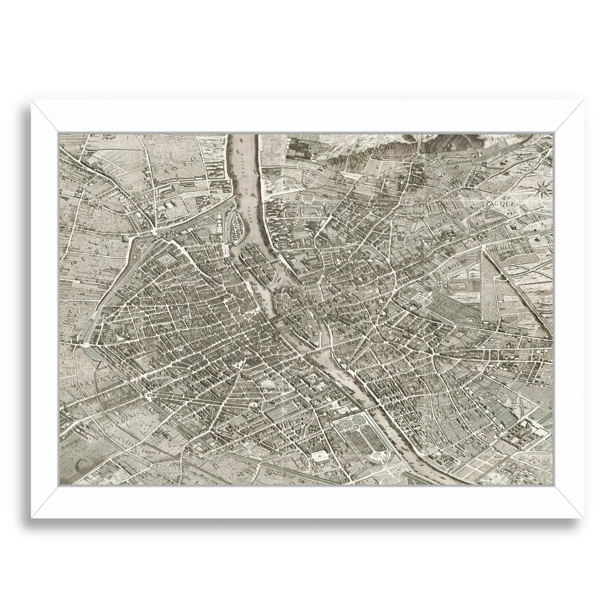 Map Paris By Chaos & Wonder Design - White Framed Print - Wall Art - Americanflat