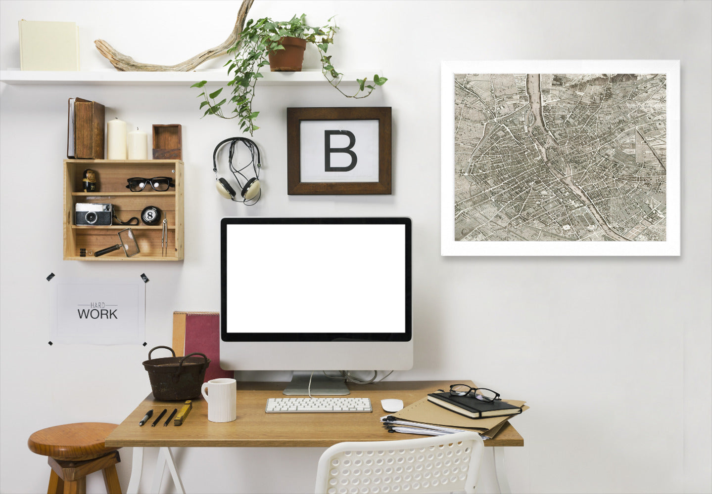Map Paris By Chaos & Wonder Design - White Framed Print - Wall Art - Americanflat