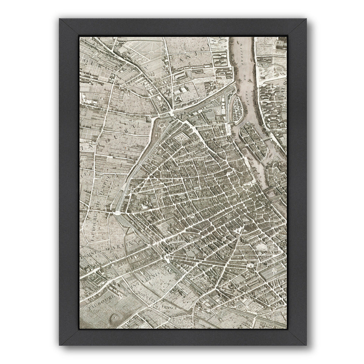 Map Paris I By Chaos & Wonder Design - Black Framed Print - Wall Art - Americanflat