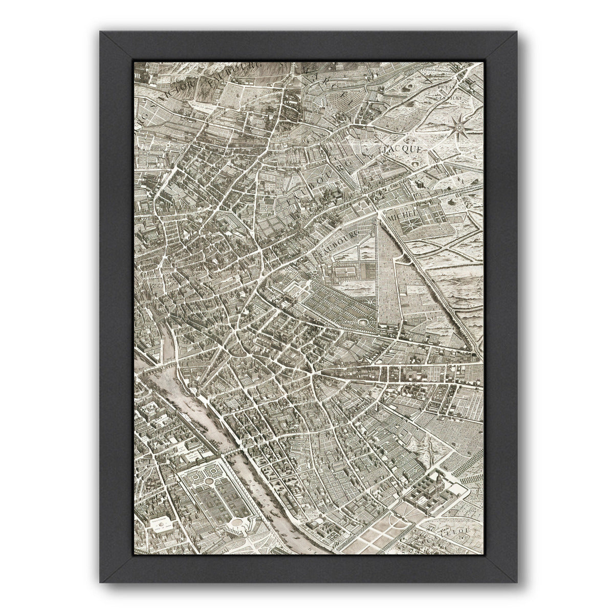 Map Paris Ii By Chaos & Wonder Design - Black Framed Print - Wall Art - Americanflat