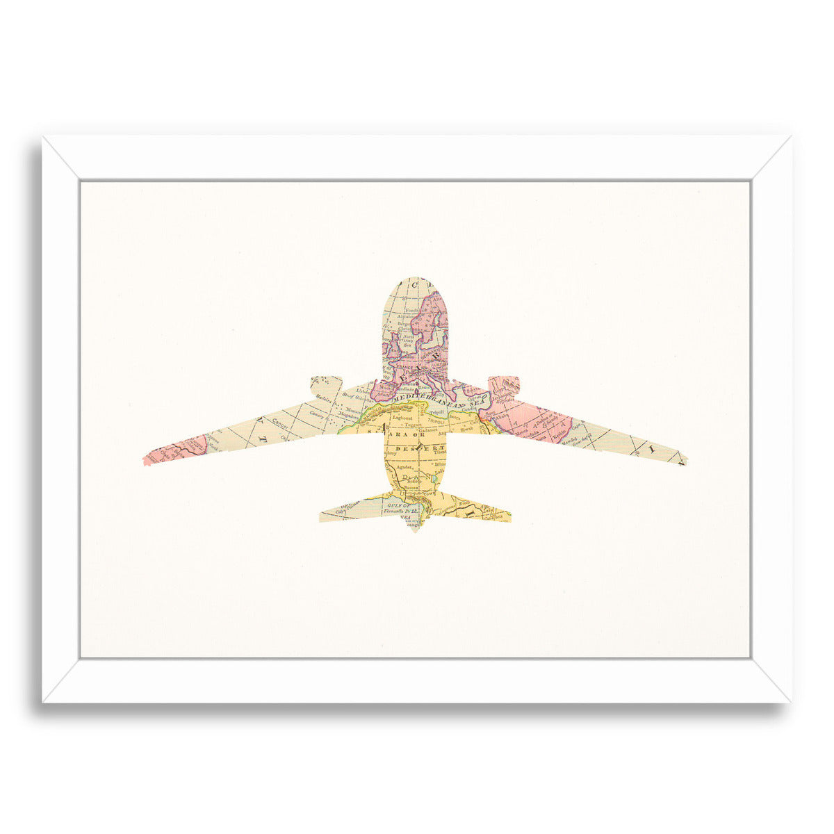 Vintage Map Plane Collage Ii By Chaos & Wonder Design - White Framed Print - Wall Art - Americanflat