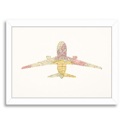 Vintage Map Plane Collage Ii By Chaos & Wonder Design - White Framed Print - Wall Art - Americanflat