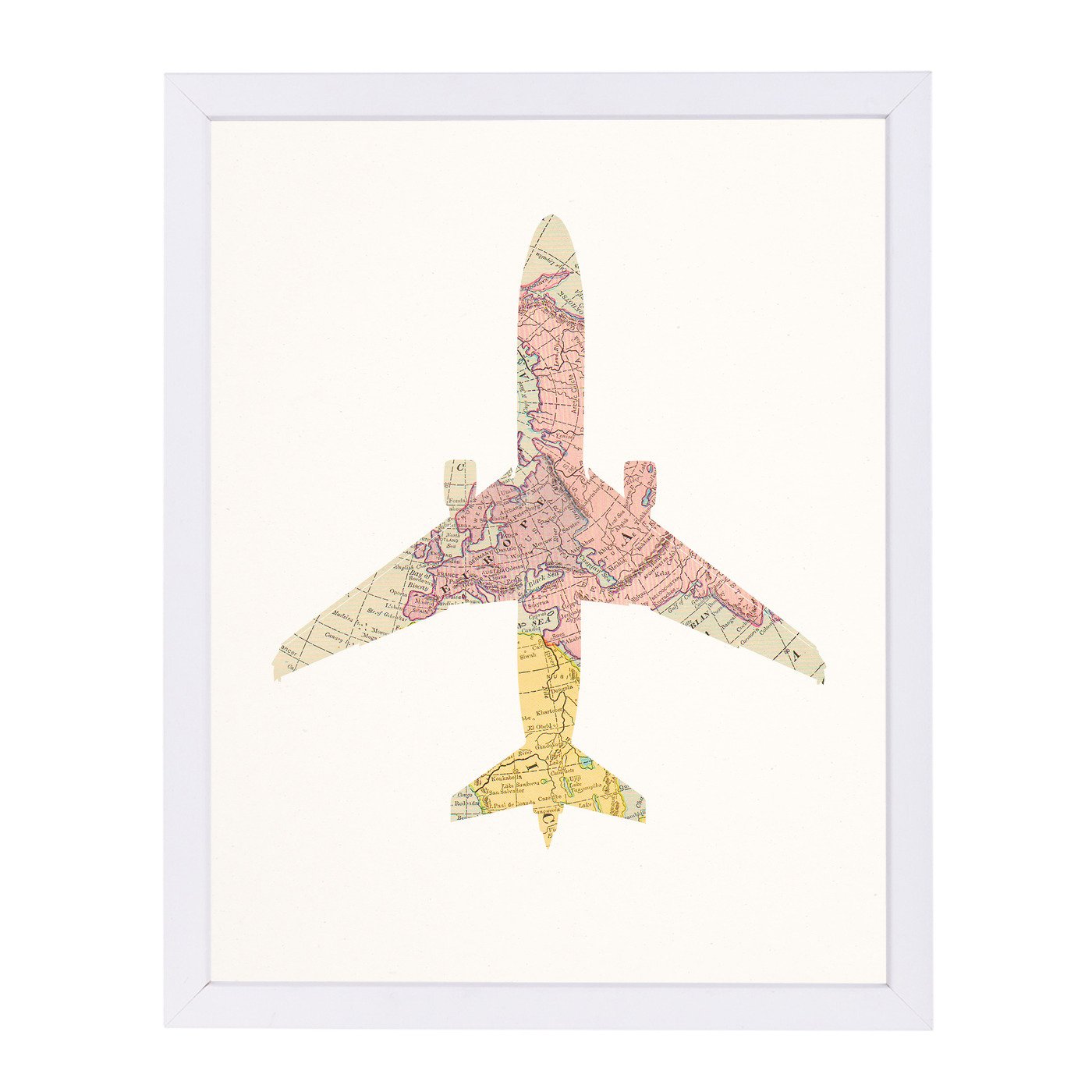 Vintage Map Plane Collage I By Chaos & Wonder Design - Framed Print - Americanflat