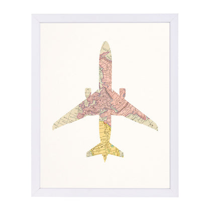 Vintage Map Plane Collage I By Chaos & Wonder Design - Framed Print - Americanflat