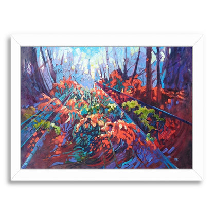 Autumn In The Woods By Mary Kemp - White Framed Print - Wall Art - Americanflat