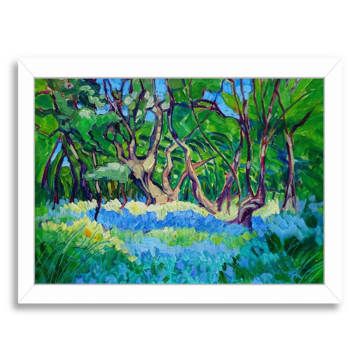 Bluebell Wood By Mary Kemp - White Framed Print - Wall Art - Americanflat