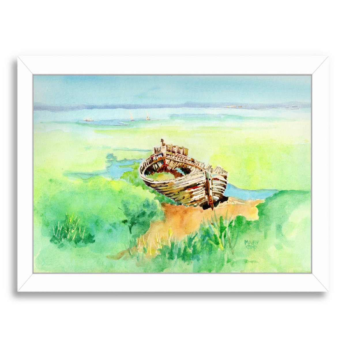 Boat Skeleton By Mary Kemp - White Framed Print - Wall Art - Americanflat