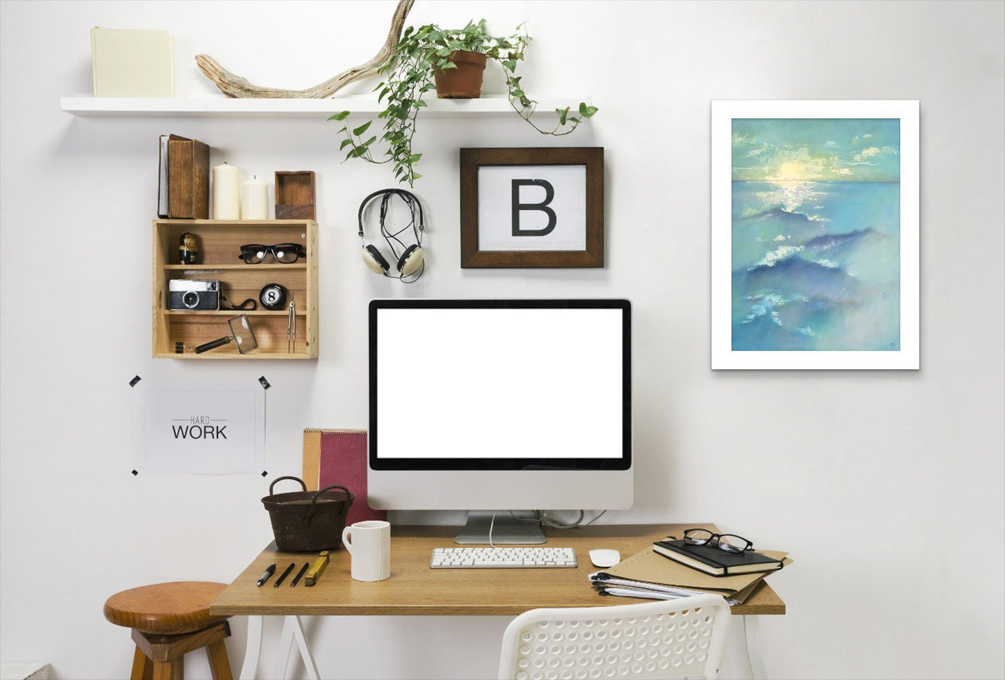 Brooding Sea By Mary Kemp - White Framed Print - Wall Art - Americanflat