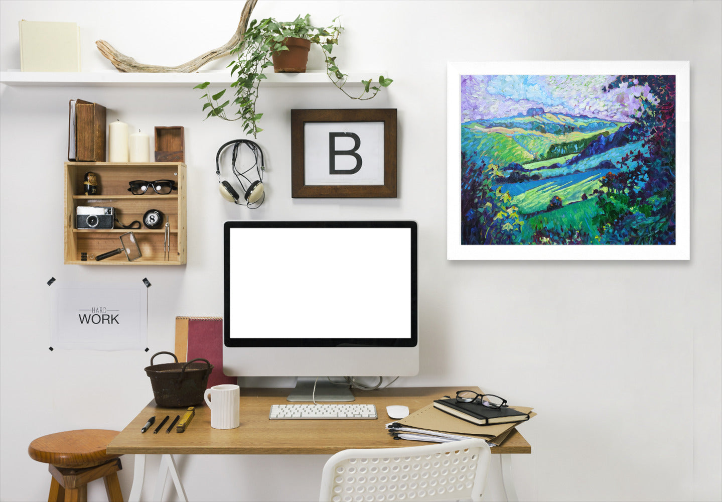 Derbyshire Hills By Mary Kemp - White Framed Print - Wall Art - Americanflat