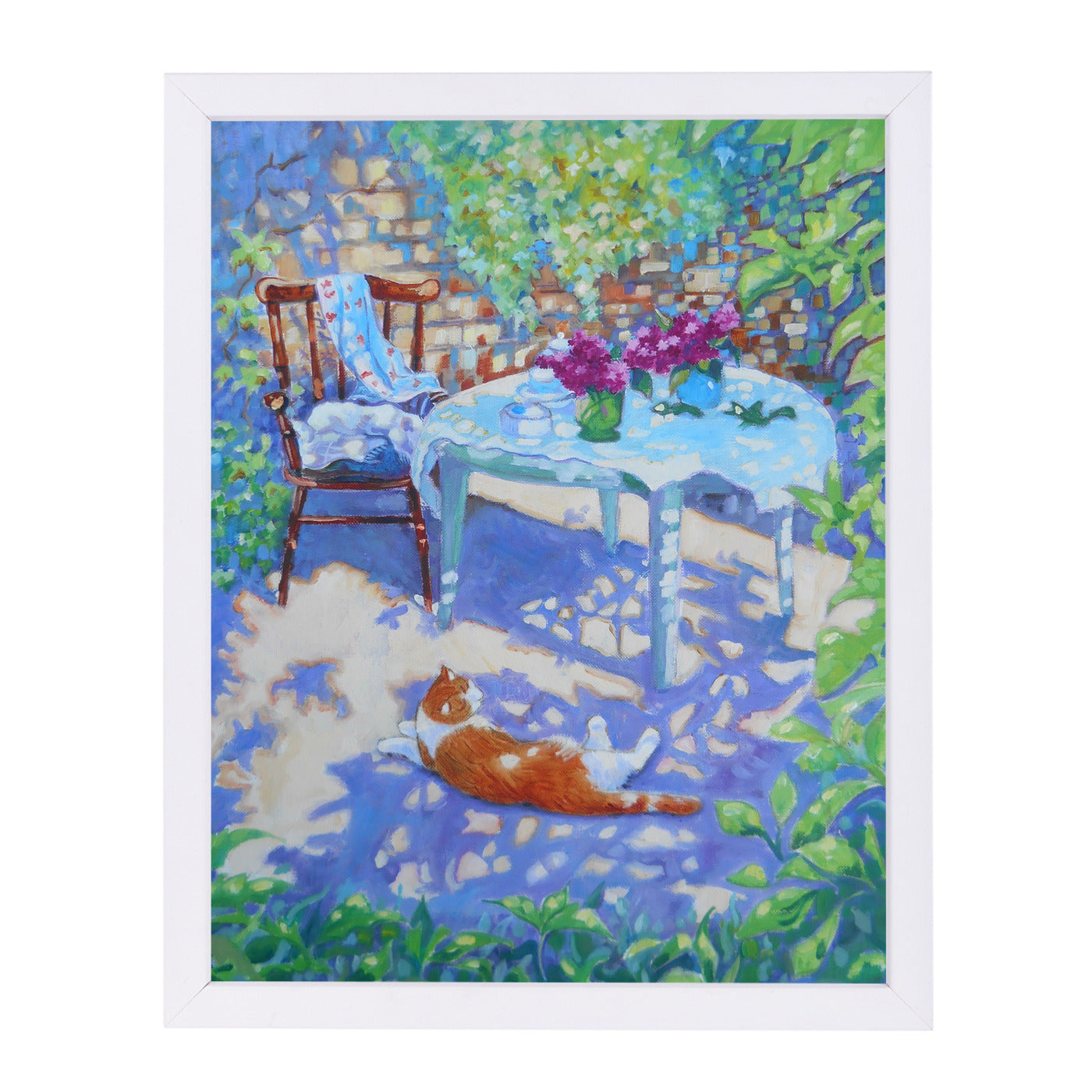 Ginger Cat In The Shadows By Mary Kemp - White Framed Print - Wall Art - Americanflat