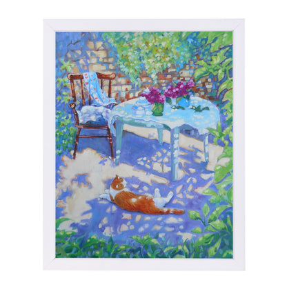 Ginger Cat In The Shadows By Mary Kemp - White Framed Print - Wall Art - Americanflat
