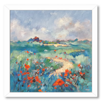 Poppies In Norfolk By Mary Kemp - White Framed Print - Wall Art - Americanflat