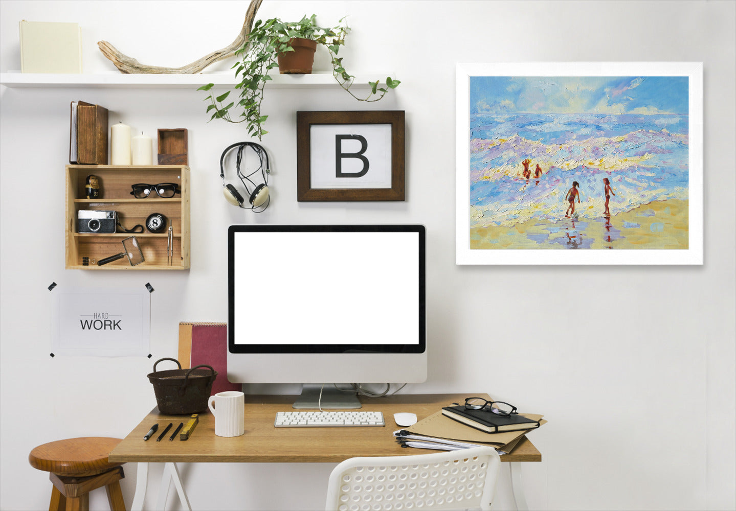 Summer Holiday By Mary Kemp - White Framed Print - Wall Art - Americanflat