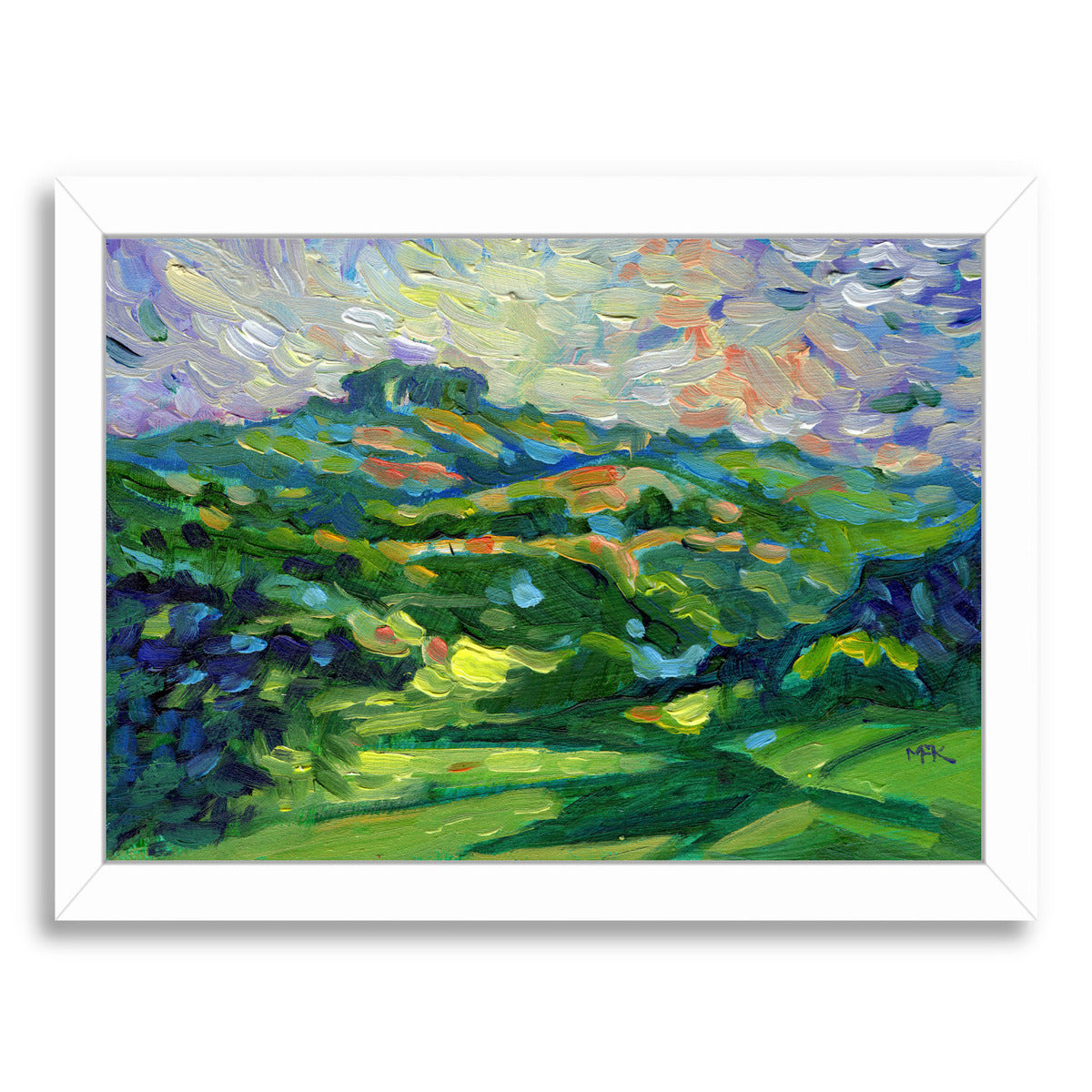 Trees On The Horizon By Mary Kemp - White Framed Print - Wall Art - Americanflat