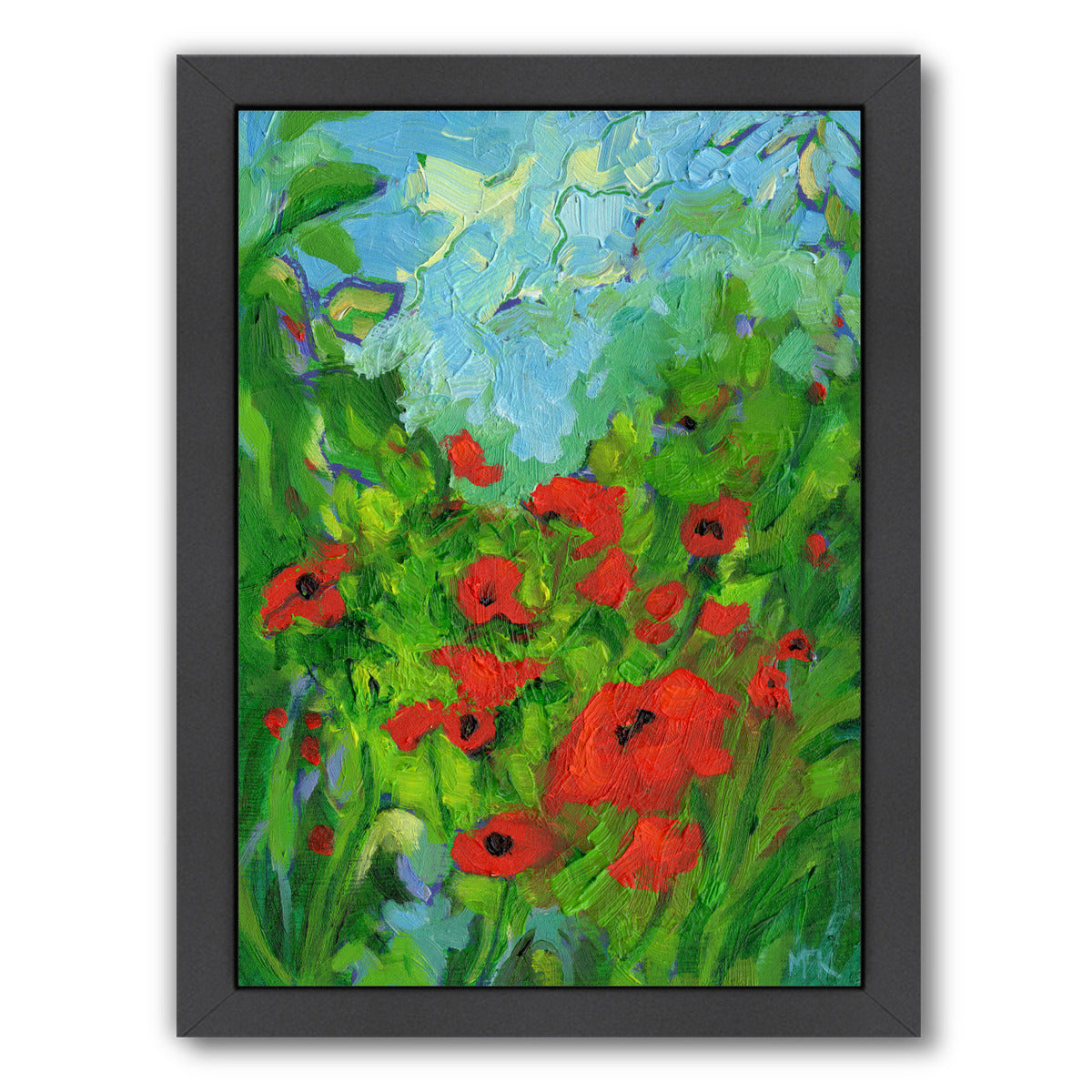 Twenty One Poppies By Mary Kemp - Black Framed Print - Wall Art - Americanflat