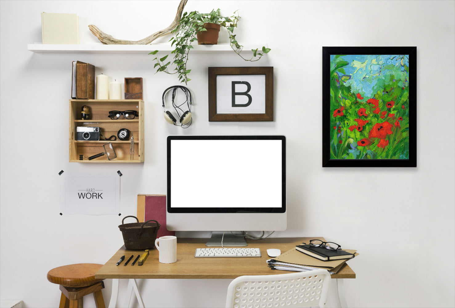 Twenty One Poppies By Mary Kemp - Black Framed Print - Wall Art - Americanflat