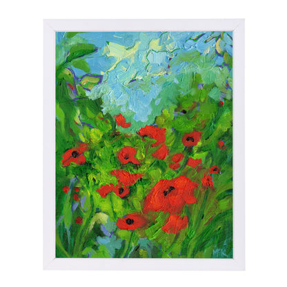 Twenty One Poppies By Mary Kemp - White Framed Print - Wall Art - Americanflat