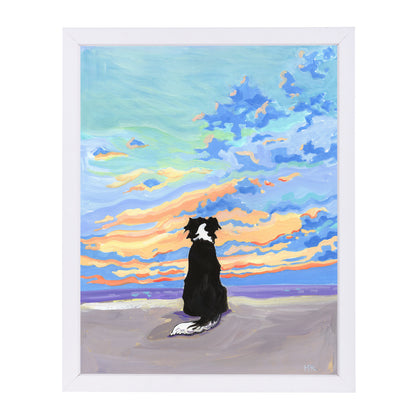 Watching The Sunset By Mary Kemp - White Framed Print - Wall Art - Americanflat