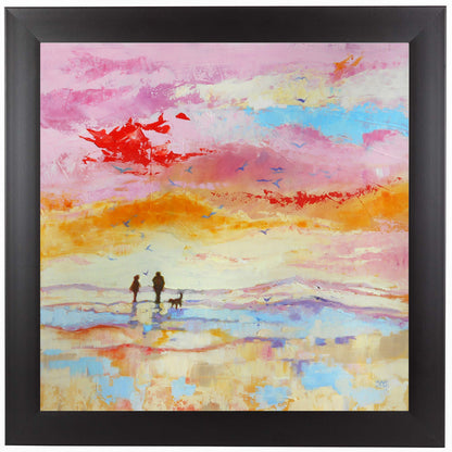 Walking With The Dog And Birds by Mary Kemp Black Framed Print - Wall Art - Americanflat