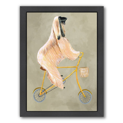 Afghan Dog On Bicycle By Coco De Paris - Black Framed Print - Wall Art - Americanflat